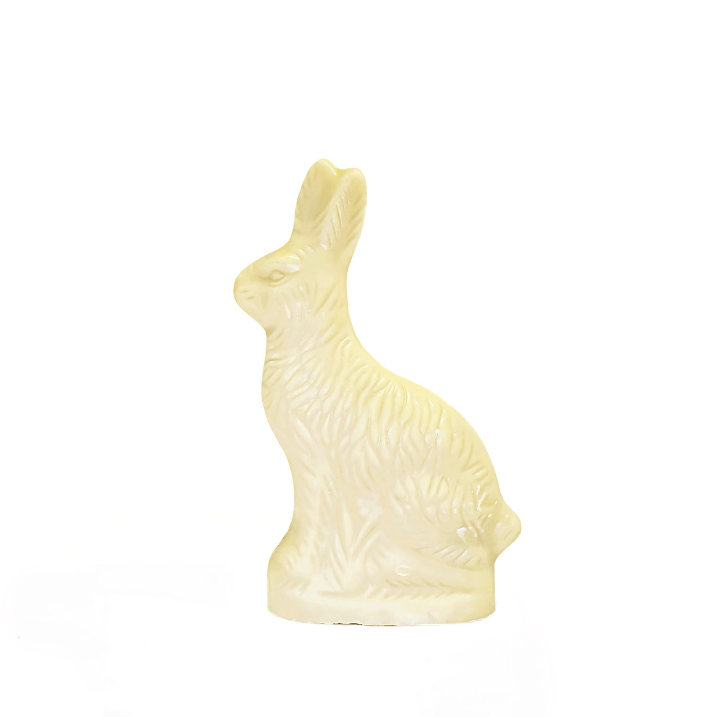 White chocolate rabbit on a white background