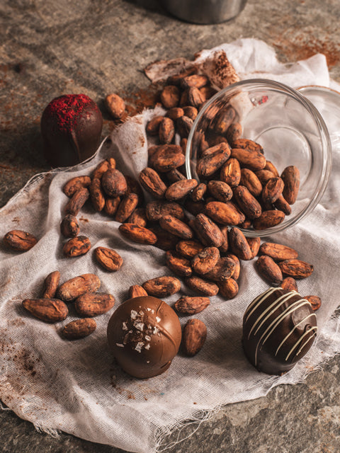 Truffles and cacao beans.